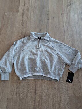 Girl's French Terry Converse Quarter zip Grey Small Sweatshirt
